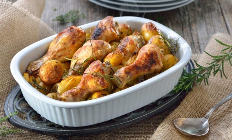 Pernas de Frango com Batatas no forno