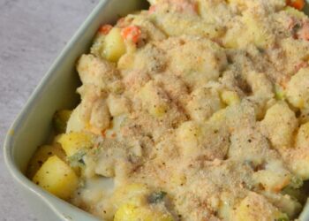 Gratinado de Pescada e Alho-Francês