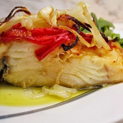 Bacalhau no Forno com Pimentos