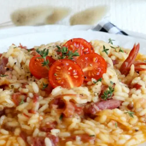 Risotto com pernil fumado