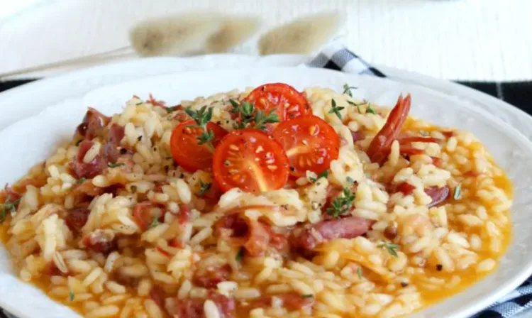 Risotto com pernil fumado